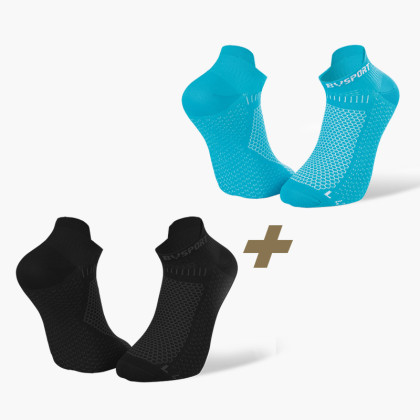 Pack x2 | Socquettes ultra-courtes running Light 3D noir/bleu