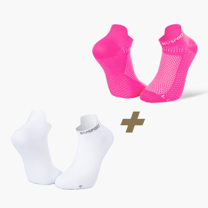 Pack x2 | Socquettes ultra-courtes running Light 3D blanc/rose