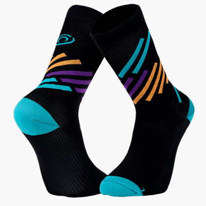 Calze alte LIGHT RUN "MIAMI" Nero/Turchese
