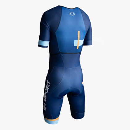 Short sleeve triathlon suit 3X200 blue/orange