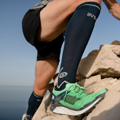 Blue/black trail compression socks