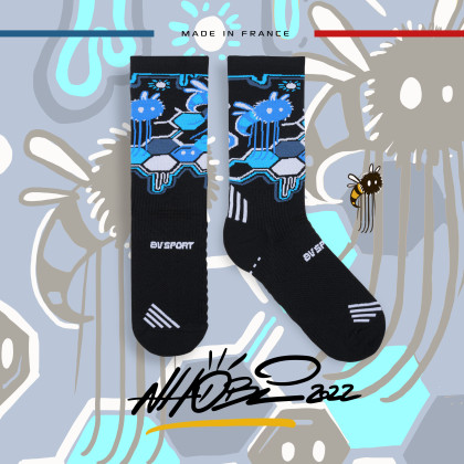 Running socks - RUN COLLECTOR NHOBI Abeilhinhas Black  | Made in France