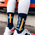 Calze alte LIGHT RUN "BALI" Blu marino/arancione