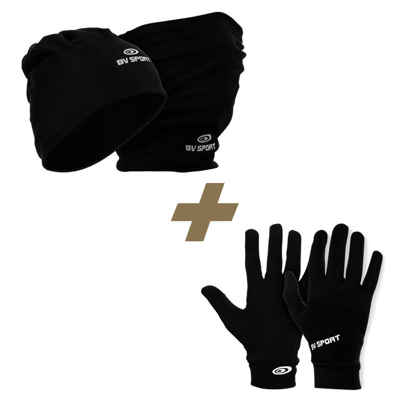 Pack hiver | Bonnet-tour de cou + gants tactiles noir