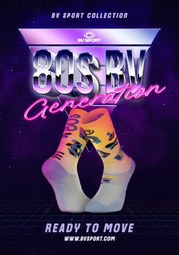 affiche chaussette run marathon génération 80's