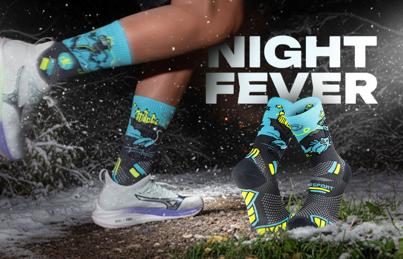 Discover the latest DBDB collector’s sock: the limited-edition Night Fever, featuring reflective yarns to make you shine in the night!